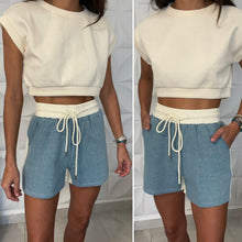 Load image into Gallery viewer, Ivory + Denim Comfy Set