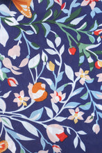 Load image into Gallery viewer, Blue Floral Silky Square Scarf