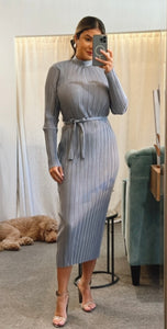 Pleated long Sleeves Maxi Dress