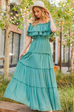 Load image into Gallery viewer, OFF THE SHOULDER RUFFLE MAXI DRESS