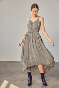 GINGHAM CAMI HIGH-LOW DRESS