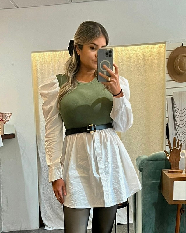 Olive White Top/Dress
