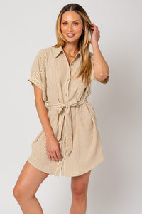 Half Sleeve Button Down Shirt Dress