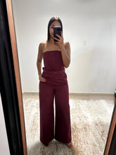 Load image into Gallery viewer, Burgundy Strapless Jumpsuit