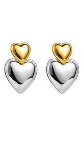 Silver/Gold Hearts Dangle Earrings