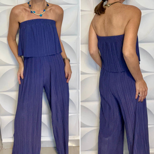 Strapless Pleated Jumpsuit