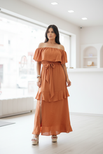 Load image into Gallery viewer, Off Shoulder  Maxi Dress (Brick)