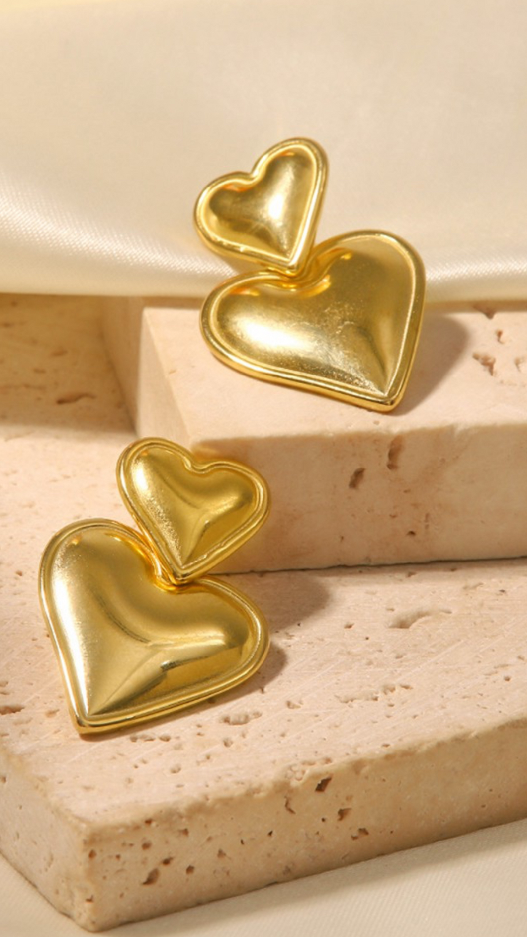 Gold Hearts Dangle Earrings