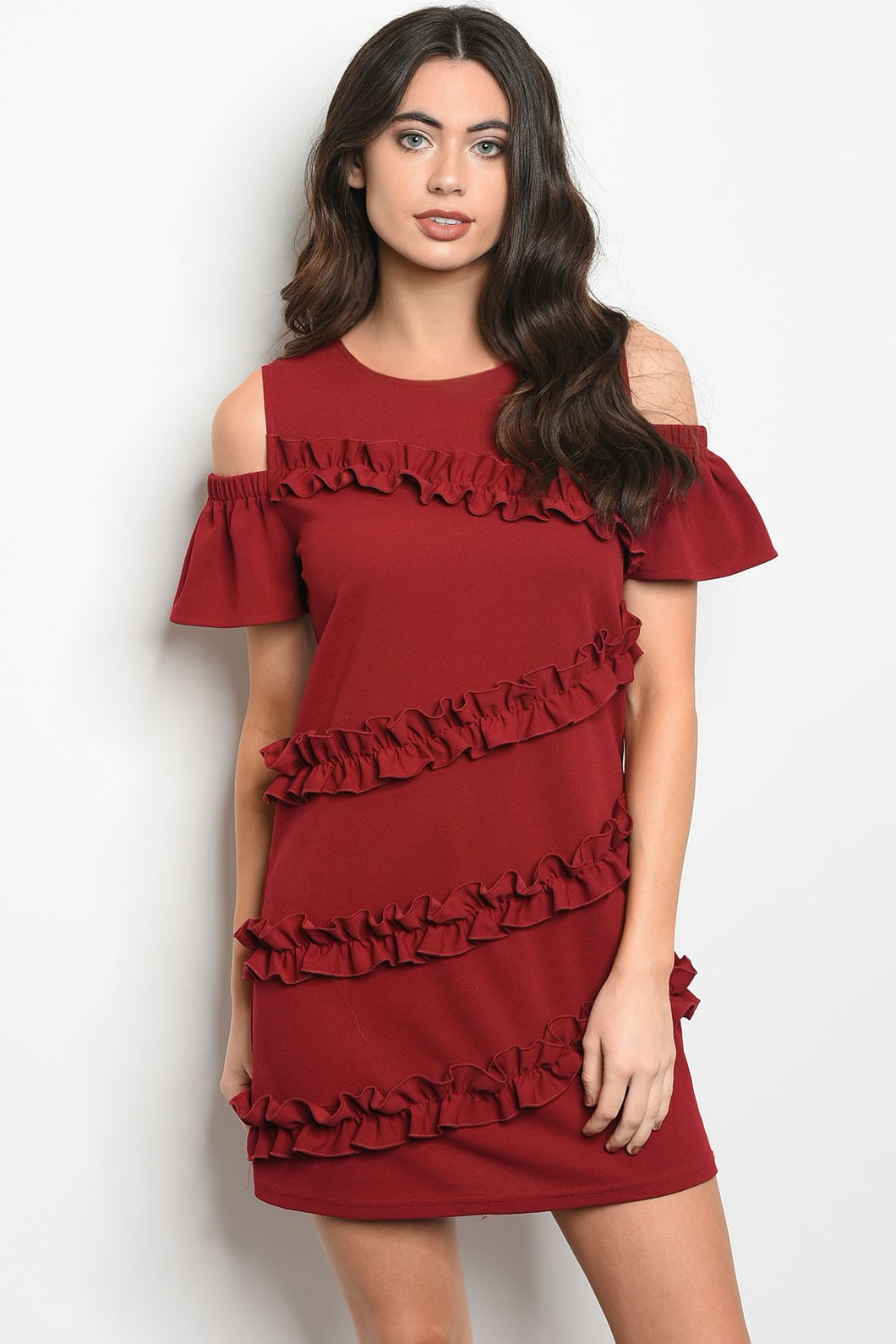 Bordeaux  Ruffle Dress