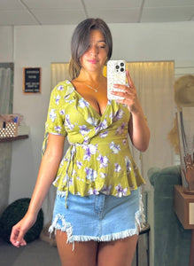 Floral Green Top