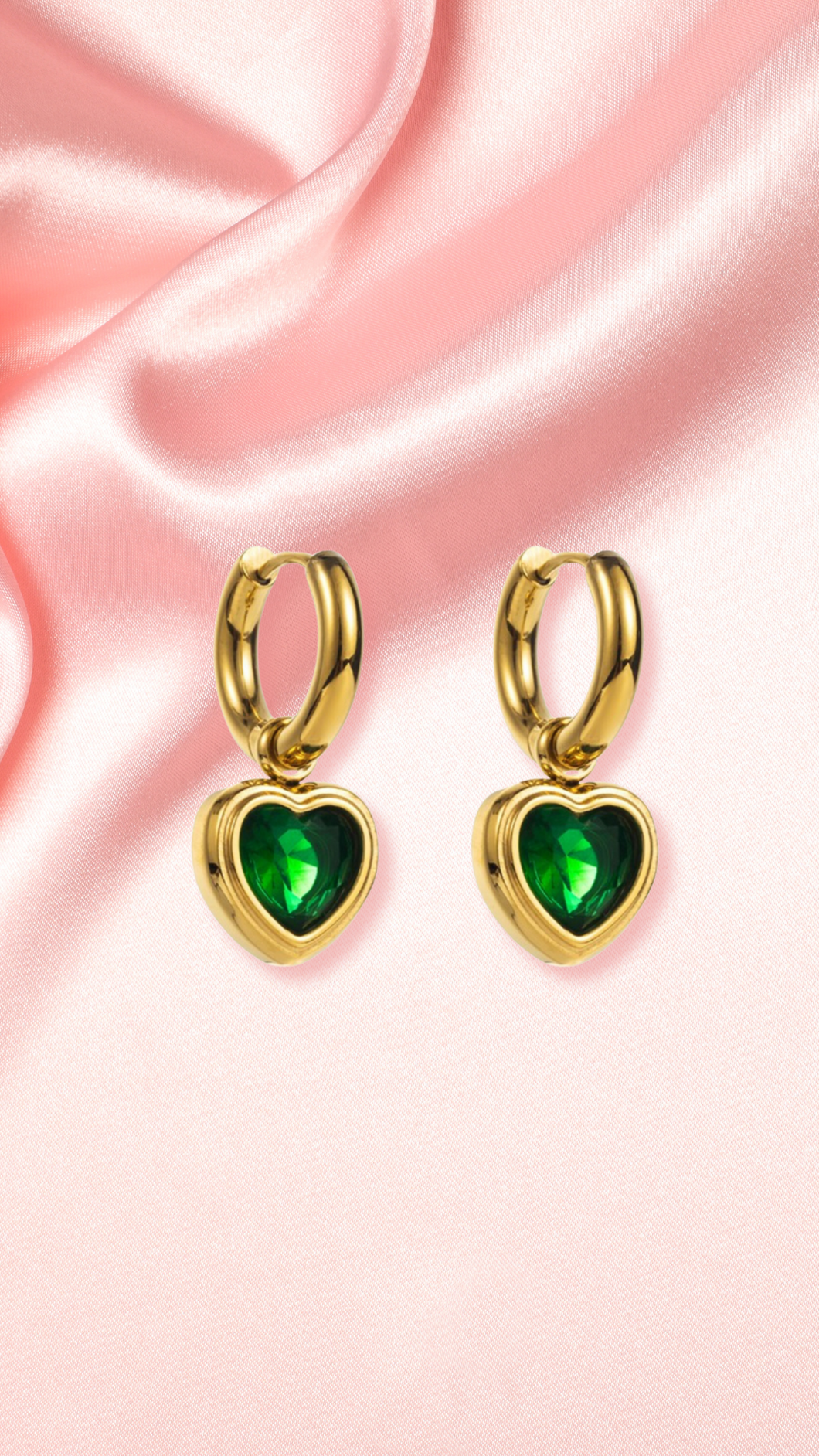 Crystal Heart Huggie Earrings