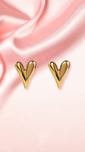 Gold Stud Heart Earrings