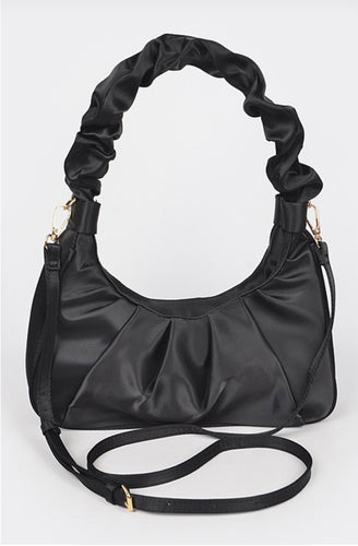 Satin Pleated Shoulder Bag