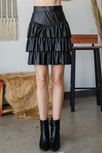 Load image into Gallery viewer, Pleather Ruffle Skirt