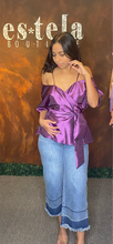 Load image into Gallery viewer, Satin Purple Off Shoulder Top