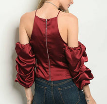 Load image into Gallery viewer, Satin Bordeaux Top