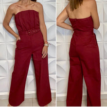 Load image into Gallery viewer, Burgundy Strapless Jumpsuit