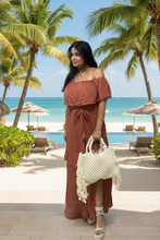Load image into Gallery viewer, Off Shoulder  Maxi Dress (Brick)