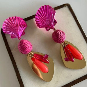 Fuchsia Sea Shells Earrings