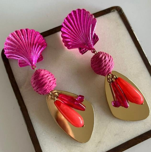Fuchsia Sea Shells Earrings