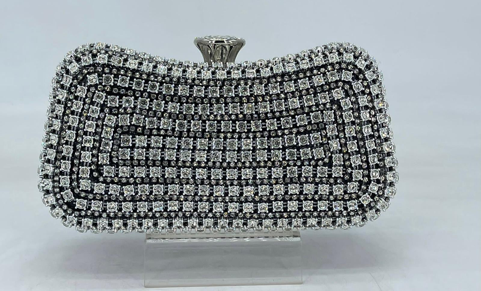 Black rhinestone online clutch