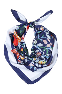 Blue Floral Silky Square Scarf