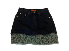 Load image into Gallery viewer, Denim + Leopard Skirt
