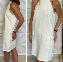 Load image into Gallery viewer, White Front Pocket Dress