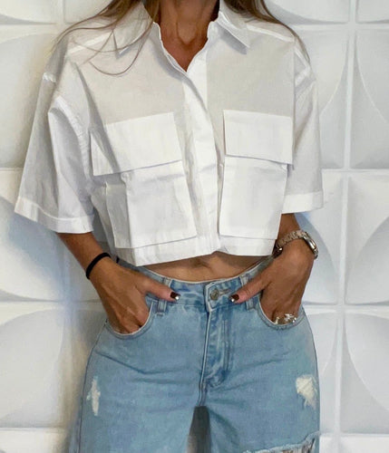 Crop Button Down (white)
