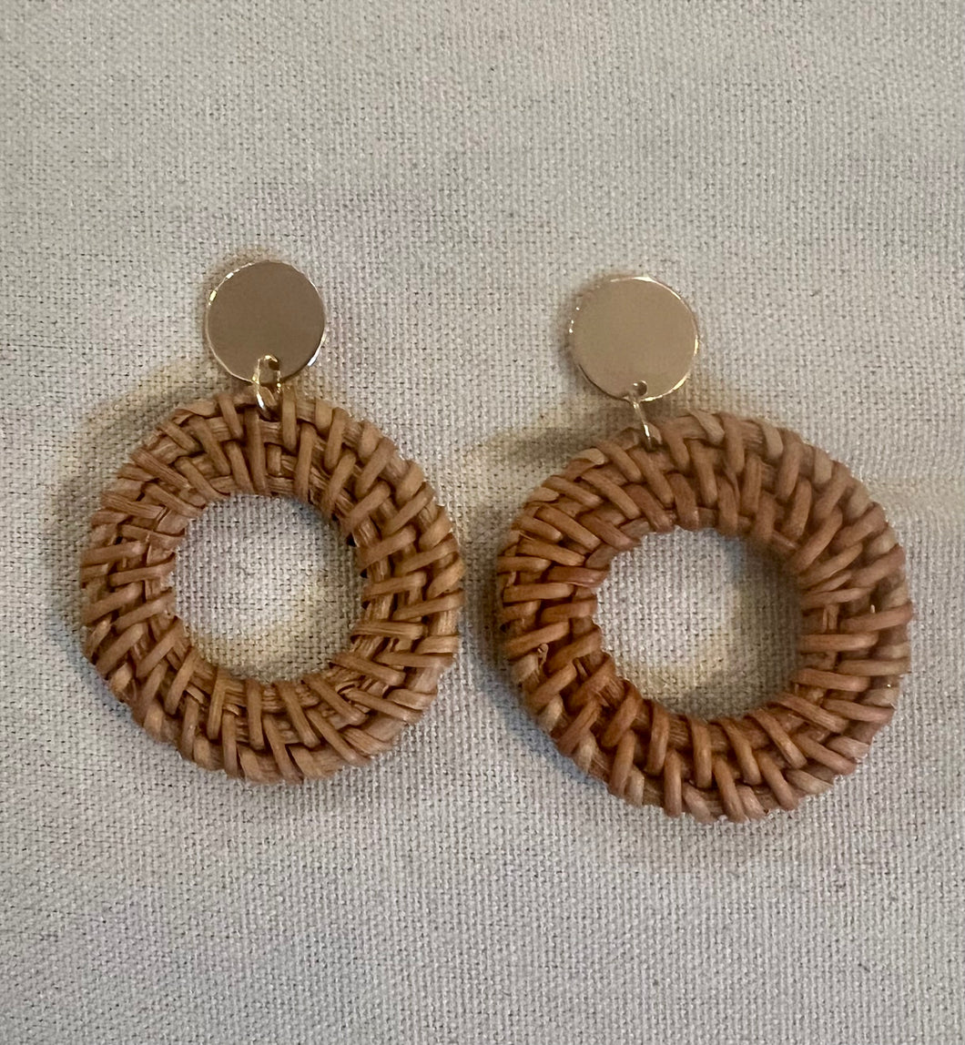 Straw Round Earrings