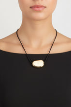Load image into Gallery viewer, Gold Dipped Oval Pendant Corded Necklace