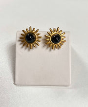 Load image into Gallery viewer, Tiger Eye Sun Stud Earrings