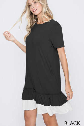 Black Ruffle T shirt Dress