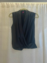 Load image into Gallery viewer, Satin Surplice Black Top
