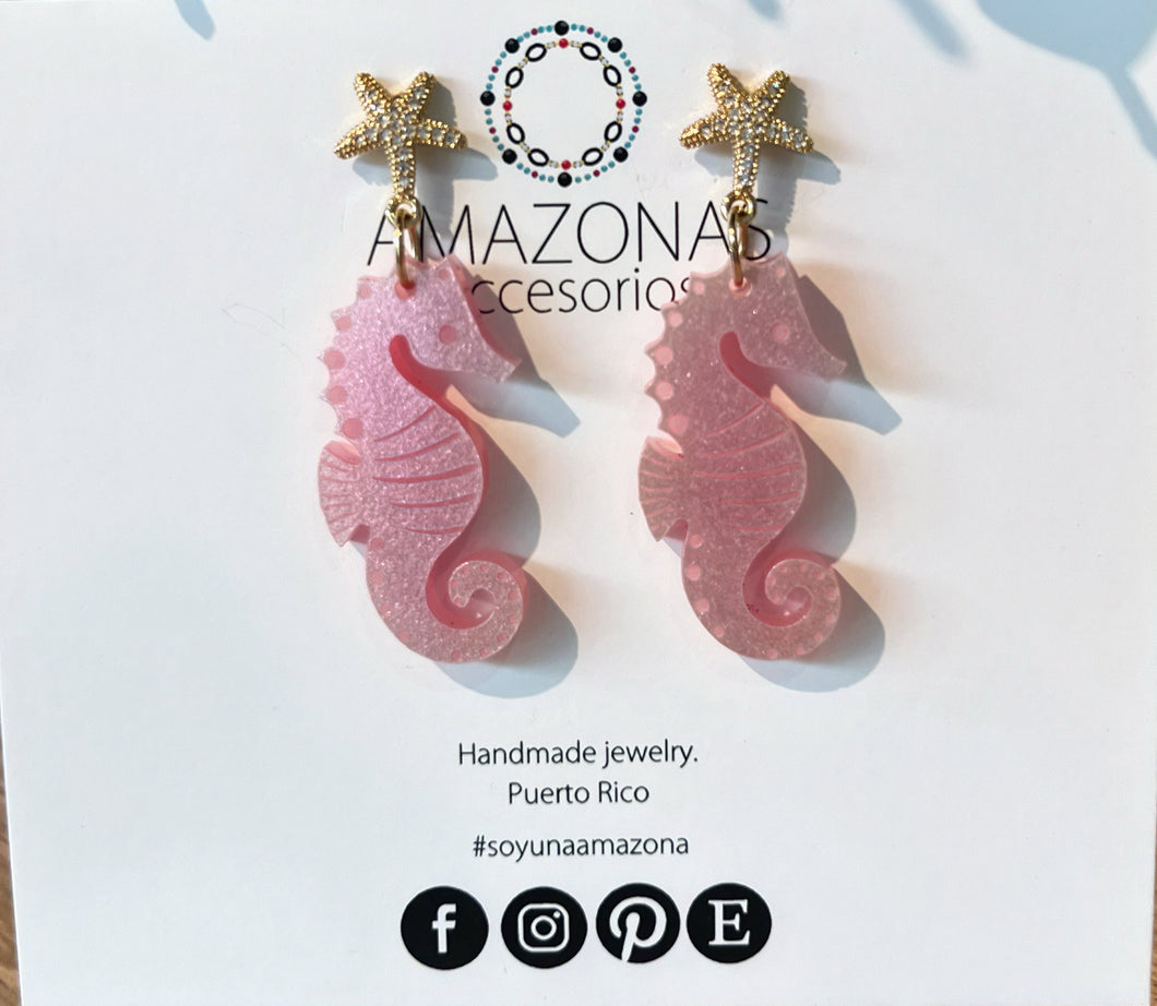 Caballito de Mar Pink Earrings