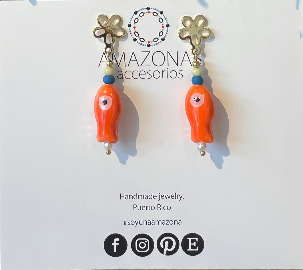 Orange Fish Earrings