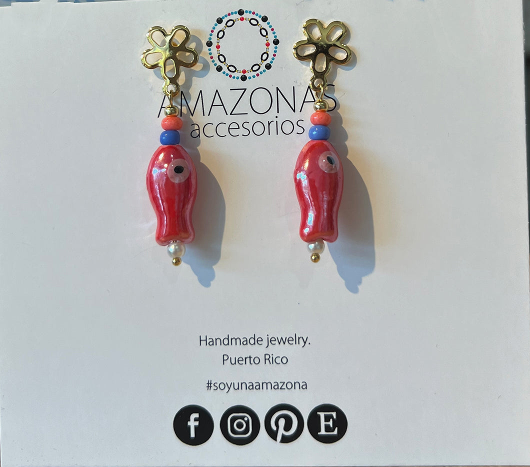 Red Fish Earrings