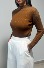 Load image into Gallery viewer, Rhinestone Sweater Top (camel)