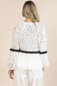 Eyelet Fringe Top/ Kimono