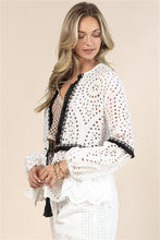 Load image into Gallery viewer, Eyelet Fringe Top/ Kimono