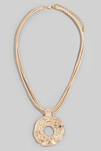 Load image into Gallery viewer, Hammered Circle Pendant Layered Cord Necklace