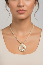 Load image into Gallery viewer, Hammered Circle Pendant Layered Cord Necklace