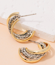 Load image into Gallery viewer, Two Tone Layered Hoop Earrings