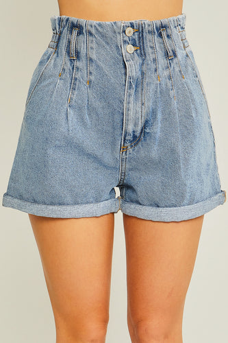 Pleated Paper Bag Shorts