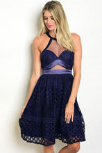 Load image into Gallery viewer, Navy Mesh and Lace Dress