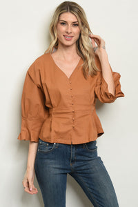 Puff Sleeves Camel Top