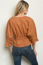 Load image into Gallery viewer, Puff Sleeves Camel Top