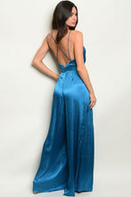 Load image into Gallery viewer, Satin Teal Jumpsuit