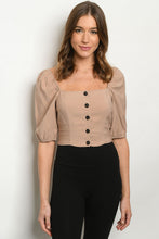 Load image into Gallery viewer, Mocha Puff Sleeves top