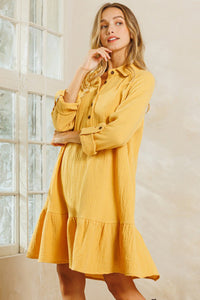 Mustard Ruffle Hem Dress